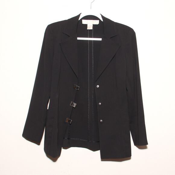 Doncaster Snap Buckle Front Black Blazer Size 6 - Picture 2 of 11